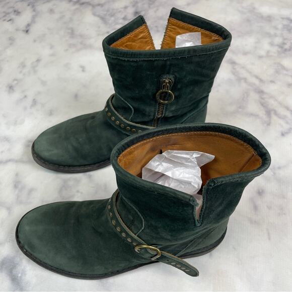 Fiorentini + Baker Dark Green Nubuck Suede Moto Biker Boots - Picture 5 of 11